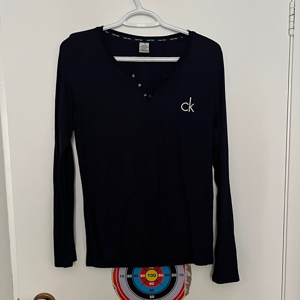 Calvin Klein Black Long Sleeve Tee with Logo